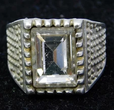 Certified 40.95 Ct Natural White Zircon Sterling Silver Ring Size 9.5 Gemstone