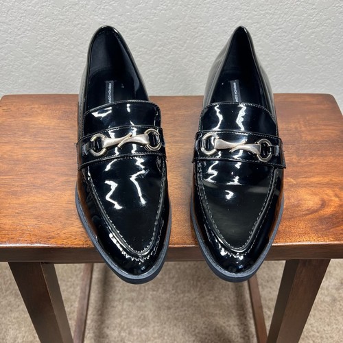 French Connection Tailor Loafers Black Size 8.5 classic shiny golden hardware - Picture 5 of 15