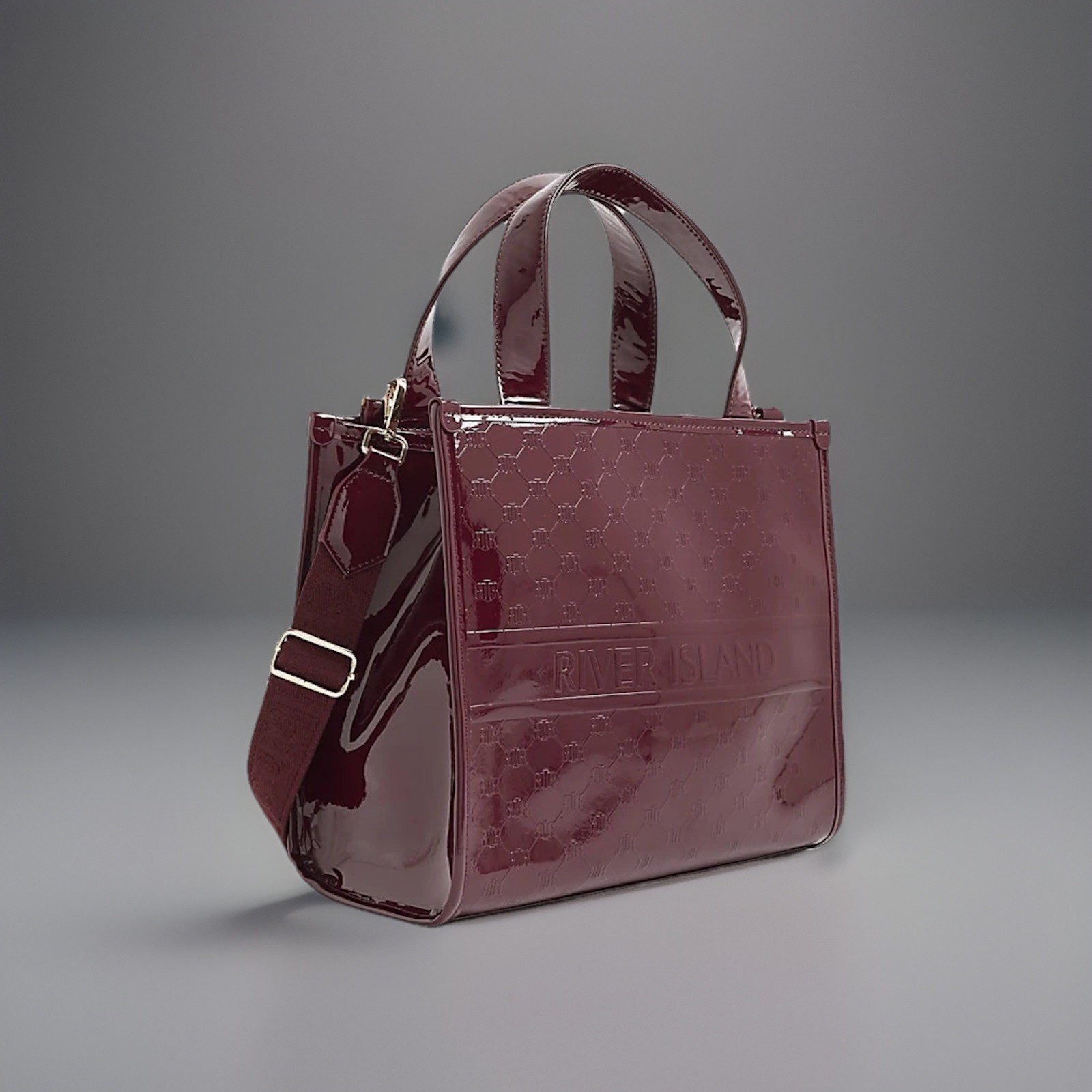 RI⭐️Bolso de Mano Mujer❤️Rojo Ri Repujado Monograma AjustableRi Correa Popper