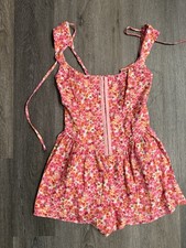 NEW Wild Fable Women's Hook and Eye Romper Pink Floral Size Small