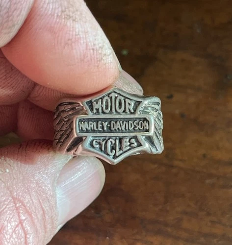 Vintage HD Harley Davidson Silver Men’s Ring, Estate Find, Sterling, Size 11