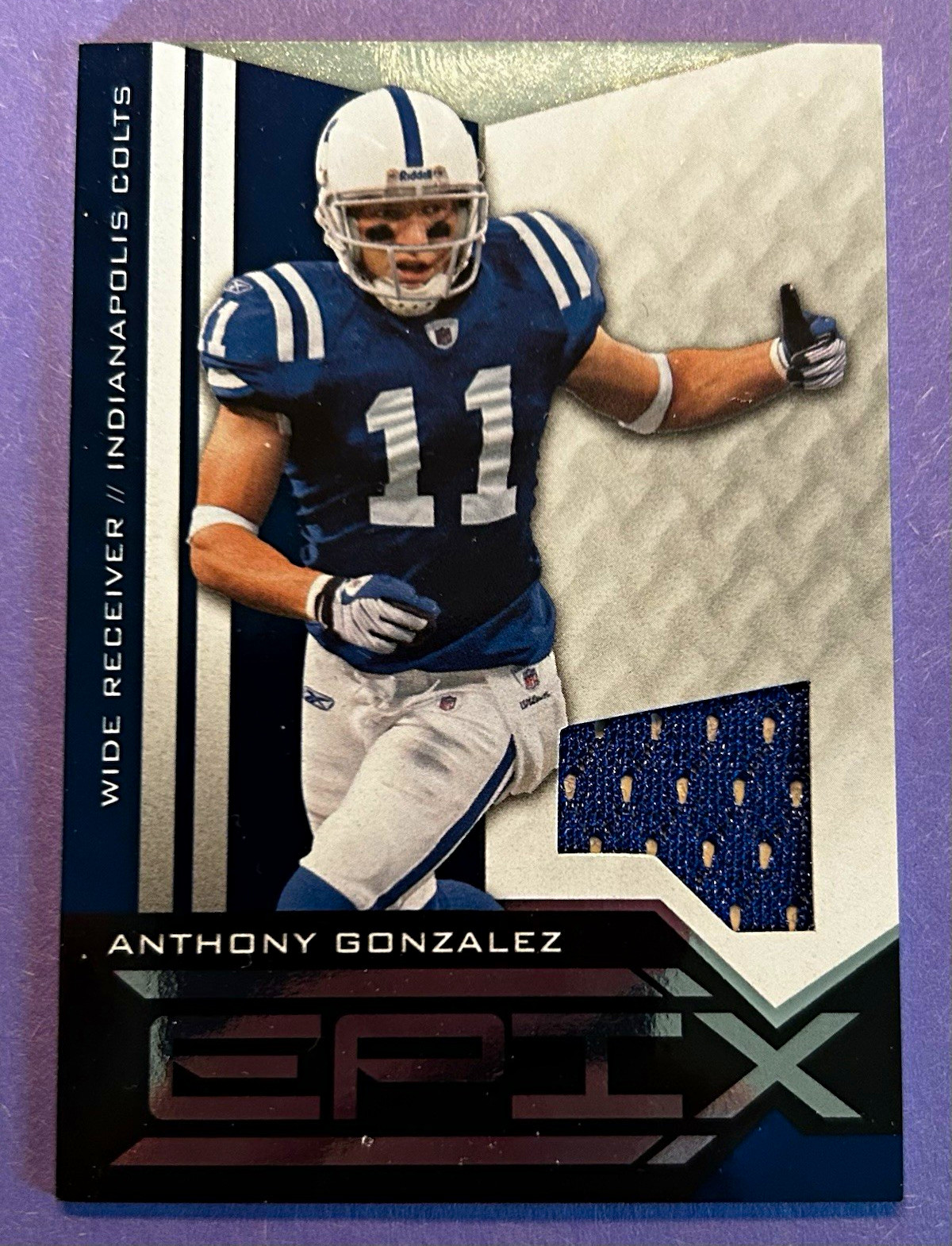 Panini 2010 Epix Anthony Gonzalez #96 Threads Blue Jerseys MEM Colts NFL