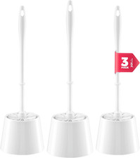 3 Pack Toilet Brush and Holder Set, Toilet Bowl Brush with Caddy Bathroom Stiff