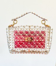 Valentino Garavani PVC Medium Rockstud Spike Shoulder Bag Red Leather Crossbody