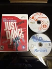 Wii Sports Resort (Nintendo) Disc Only, Wii Play (Disc Only) & Just Dance W/case