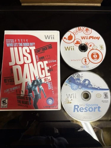 Wii Sports Resort (Nintendo) Disc Only, Wii Play (Disc Only) & Just Dance W/case