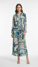 Chico's Printed Knit Maxi Shirtdress Long Sleeve Stretch Multicolor Size 2 US L