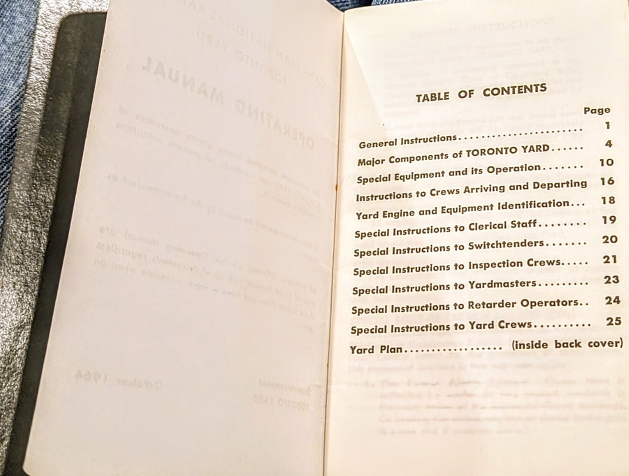 CNR Canadian National Railroad Toronto Yard Operating Manual 1964