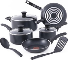 T-fal Essentials Non-Stick Pots and Pans Cookware 10 Piece Set, Black