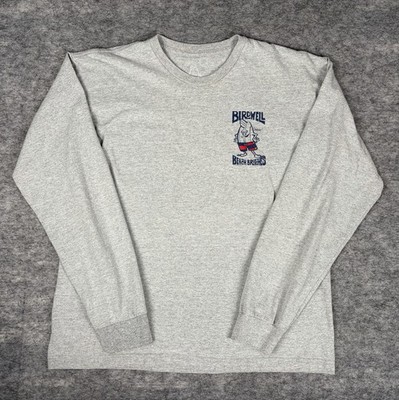 Birdwell Beach Britches Mens L Gray Cotton Long Sleeve Crew Neck Birdie USA Made
