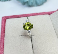 Natural Peridot Ring, August Birthstone, 925 Sterling Silver, Dainty Ring