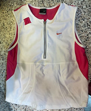 NIKE DRI-FIT TALLA M INCORPORADO SUJETADOR ESPALDA DEPORTIVA BOLSILLO PARA PELOTA DE TENIS EN LA PARTE POSTERIOR BLANCO/ROSA