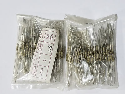 (100) RCD Comp 1/2W 5% Carbon Film Resistors CF50S 1.1K Ohm thru 91K Ohm, New