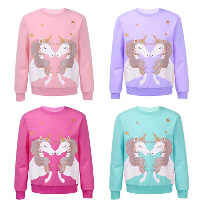 Mädchen Sweatshirt Baumwolle Cartoon Langarmshirt Rundhals Lässige Pullover Tops