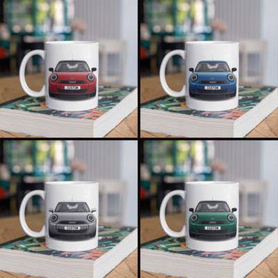 Personalisierter klassischer Mini Cooper S 3-Türer Kaffeebecher Geschenk - Farbe wählbar