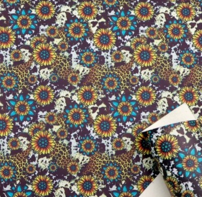 FAUX LEATHER SHEET 8 X 12'' 1182540 Sunflower Cow Leopard Turquoise LITCHI