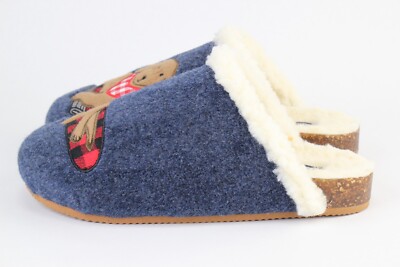 Sherpa-Lined Wiener Dog Slippers For Women - Blue Dachshund Design, Non-Slip Bottoms, Size 5-8