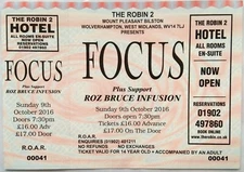 FOCUS CONCERT TICKET 2016 UK TOUR LIVE AT ROBIN 2 WOLVERHAMPTON THIJS VAN LEER