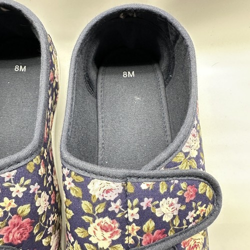 Unbranded Women Blue Floral Print Size 8 M Comfort Hook Loop Adjust Open Toe - Picture 10 of 11