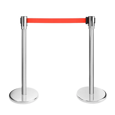 AREBOS 2x Colonnina segnapercorso con nastro retrattile, Barriere retrattili