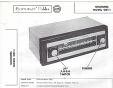 1956 GROMMES GRT-1 TUNER Tube AM FM RADIO Photofact MANUAL Schematic GRT1 Vtg