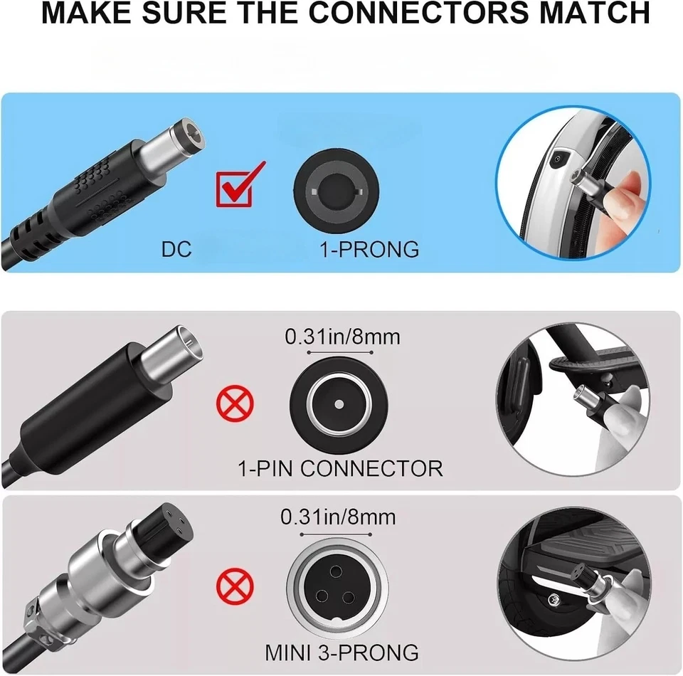 AC/DC Adapter Ladegerät für Li-Fe 250 Air Pro Elektro E-Scooter 250W Netzkabel - Bild 3 von 4