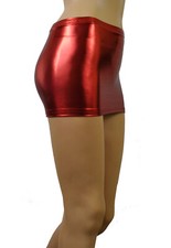 Micro Mini Skirt Metallic Red Shiny 9" Short Party Sexy Shiny Bodycon Club CS132