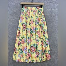 Bechamel Vintage Floral Pleated Skirt Size 8P Yellow Midi Summer Spring Vacation