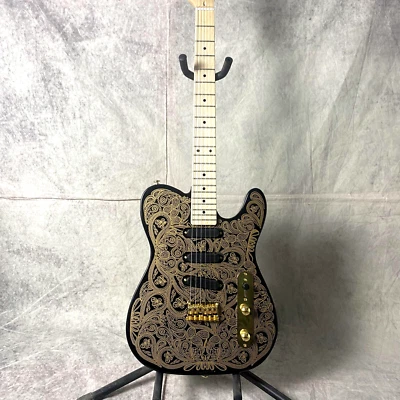 94 James Burton Telecaster Black Gold Electric Guitar Paisley Gold