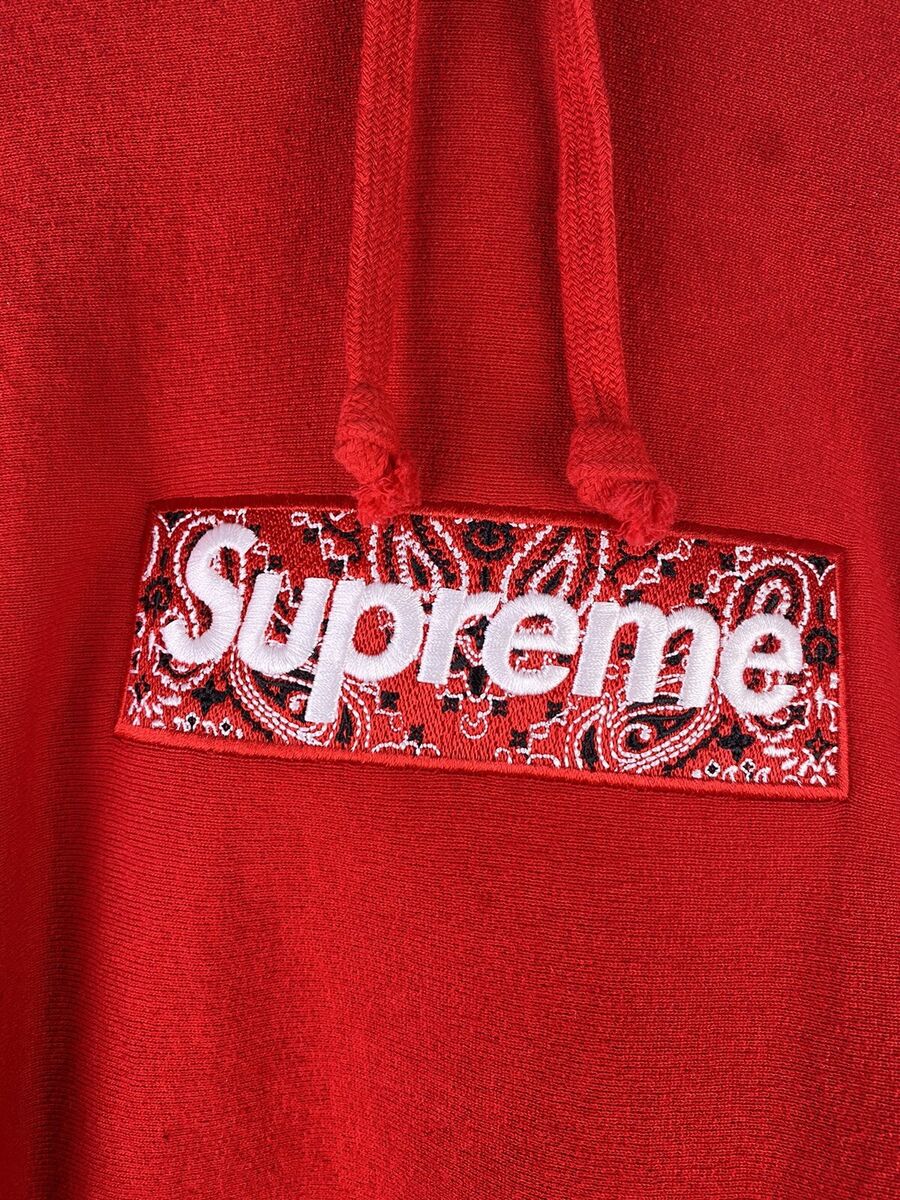 Supreme Bandana Box logo Hoodie Red Size Medium Pre-owned | eBay