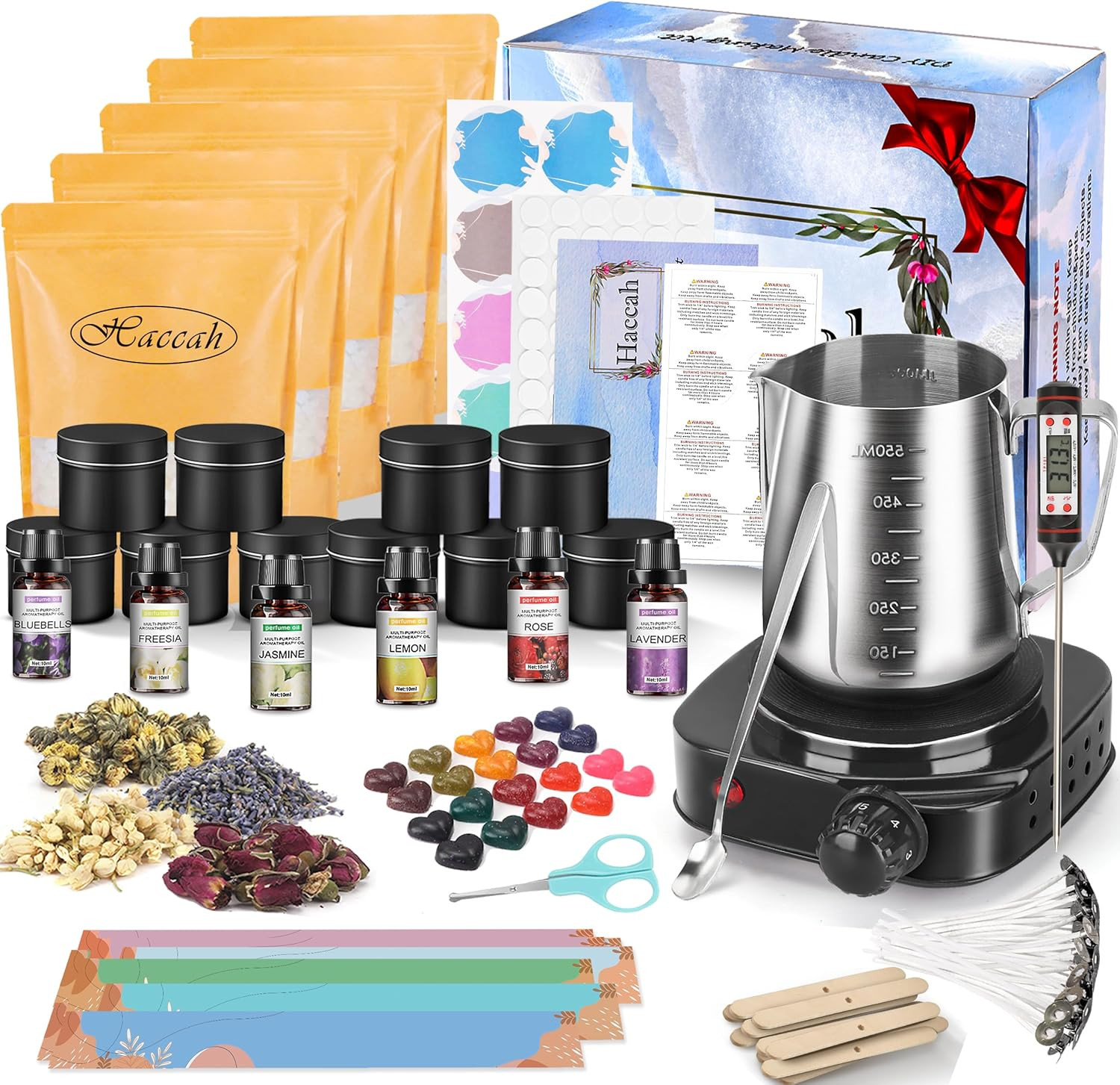 Complete Candle Making Kit with Wax Melter, Making Supplies,
