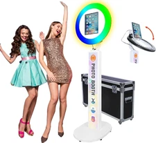Portable Photo Booth Machine Stand Compatible with Any Ipad with RGB Ring Lights