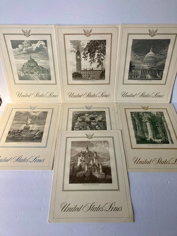 Vintage United States Lines Cruise Menus 1962 and 1963