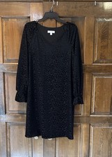 NWT Nine West Women's Burnout Velvet Shift Dress  Black Size 10