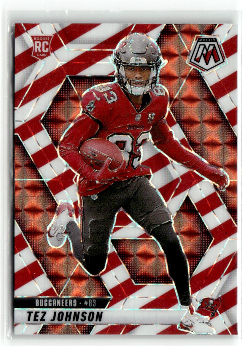2025 Panini Mosaic #316 Tez Johnson Mosaic Red and White Stripe