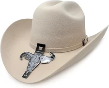 Texana Original Cuernos Chuecos 6X Estilo Joan (Milano) con Plumas - Beige