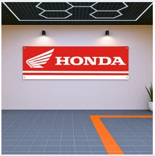 Decoration Honda Motorcycle Flag Banner – 71x24" Garage or Shop Decor