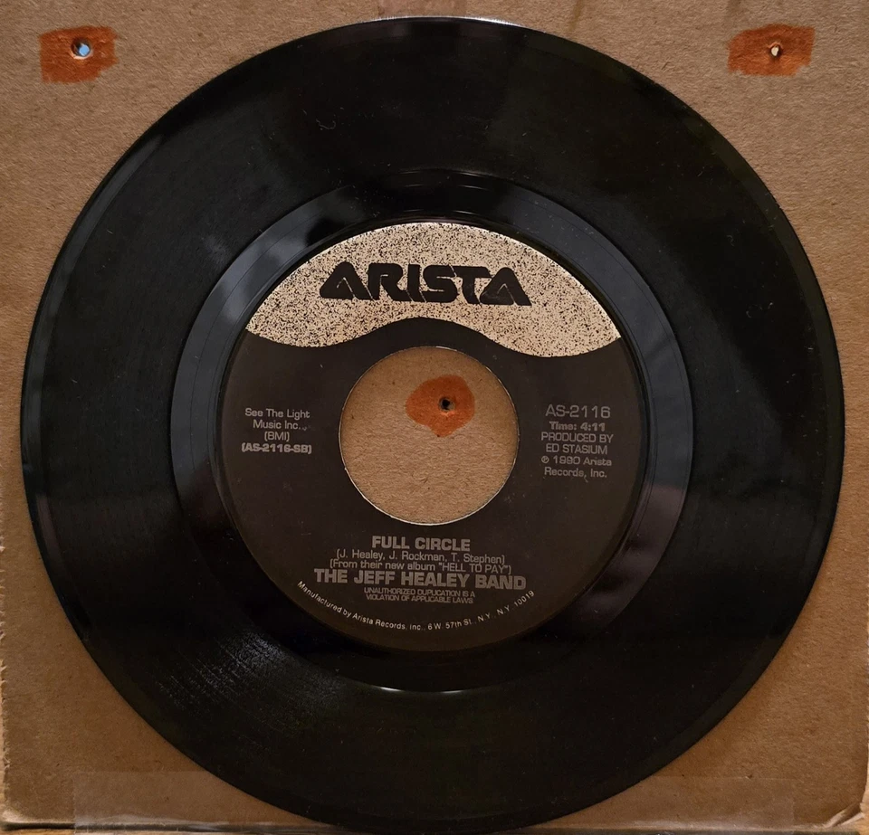 The Jeff Healey Band - How Long Can a Man Be Strong/Full Circle - 45 RPM 7" Aris - Image 2 of 3