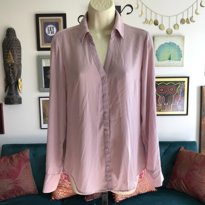 #ad #ad EXPRESS size S Portofino Slim Pale Blush Pink Button Front Blouse Top $19.99