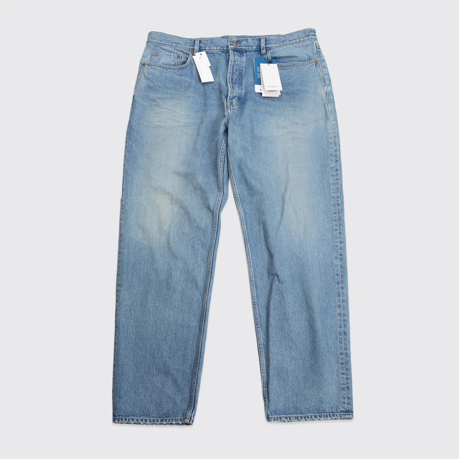 Saint Laurent — Saint Laurent Jean W38 Men Mick Nonza Blue Straight Fit Button Fly Made in Japan