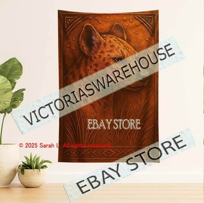 Leopard portrait wildlife tapestry exotic jungle big cat sign home 39X59 in