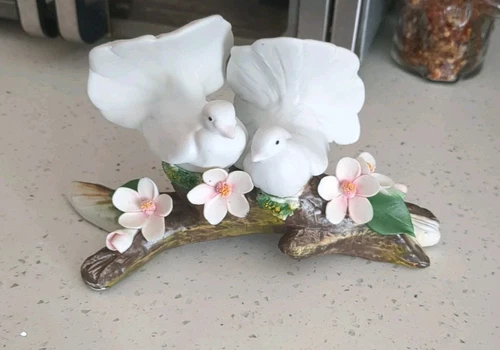 Vintage Capodimonte Italy Nortake Porcelain Morning Doves on Branch Italy