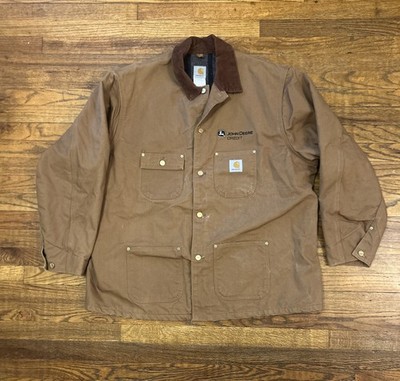 Vintage Carhartt C01BRN Blanket Lined Chore Coat Detroit Jacket Brown Size 52R