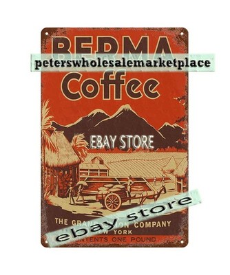 Berma coffee rustic kitchen coffee plaque tin sign