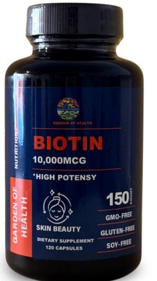 Biotin 10000mcg Hair Skin Nails Growth High Potency Supplement 150 Capsulee