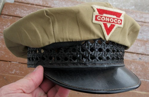 VINTAGE CONOCO GAS & OIL CO. GAS STATION ATTENDANT VISOR HAT SIGN