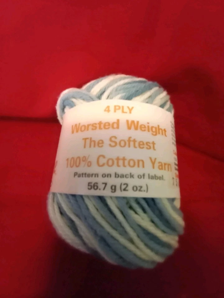 1 ball Peaches & Creme Blue ombre shaded denim 133 Cotton Yarn knitting crochet - Image 2 of 4