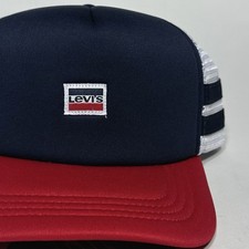 Levi's Mesh Patch Logo Snapback Trucker Baseball Cap Nvy Blue Red Wht Mens OS