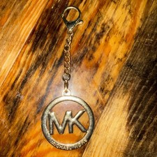 Michael Kors Gold Tone Key Chain charm MK Logo Circular Bag Charm Pendant