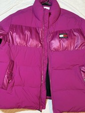 Tommy Jeans Pink Quilted Full Zip Puffer Jacket XL Women's Mid-Length